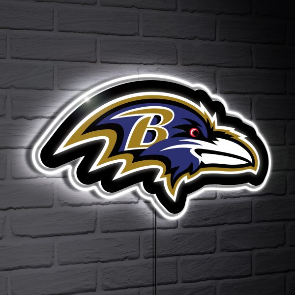 Baltimore Ravens LED Team Logo Shaped Lighted Wall Sign